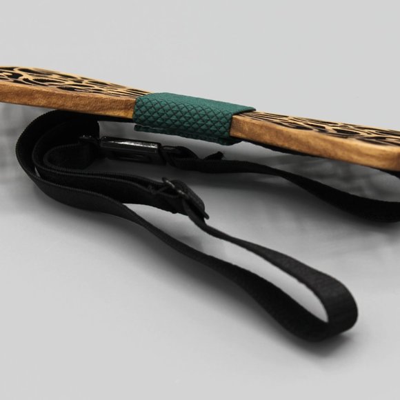 Mens bow tie neck wear adjustable green wood - Picture 5 of 7